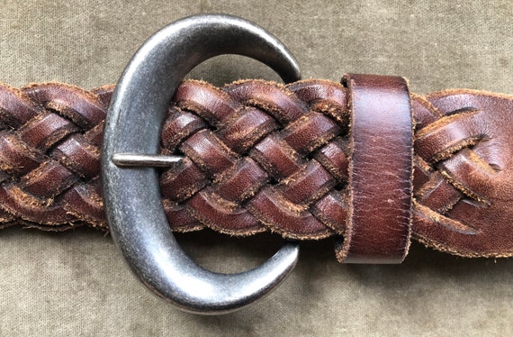 Heavy Duty Thick Chunky Dark Brown Wide Leather Belt Woven  display picture 3