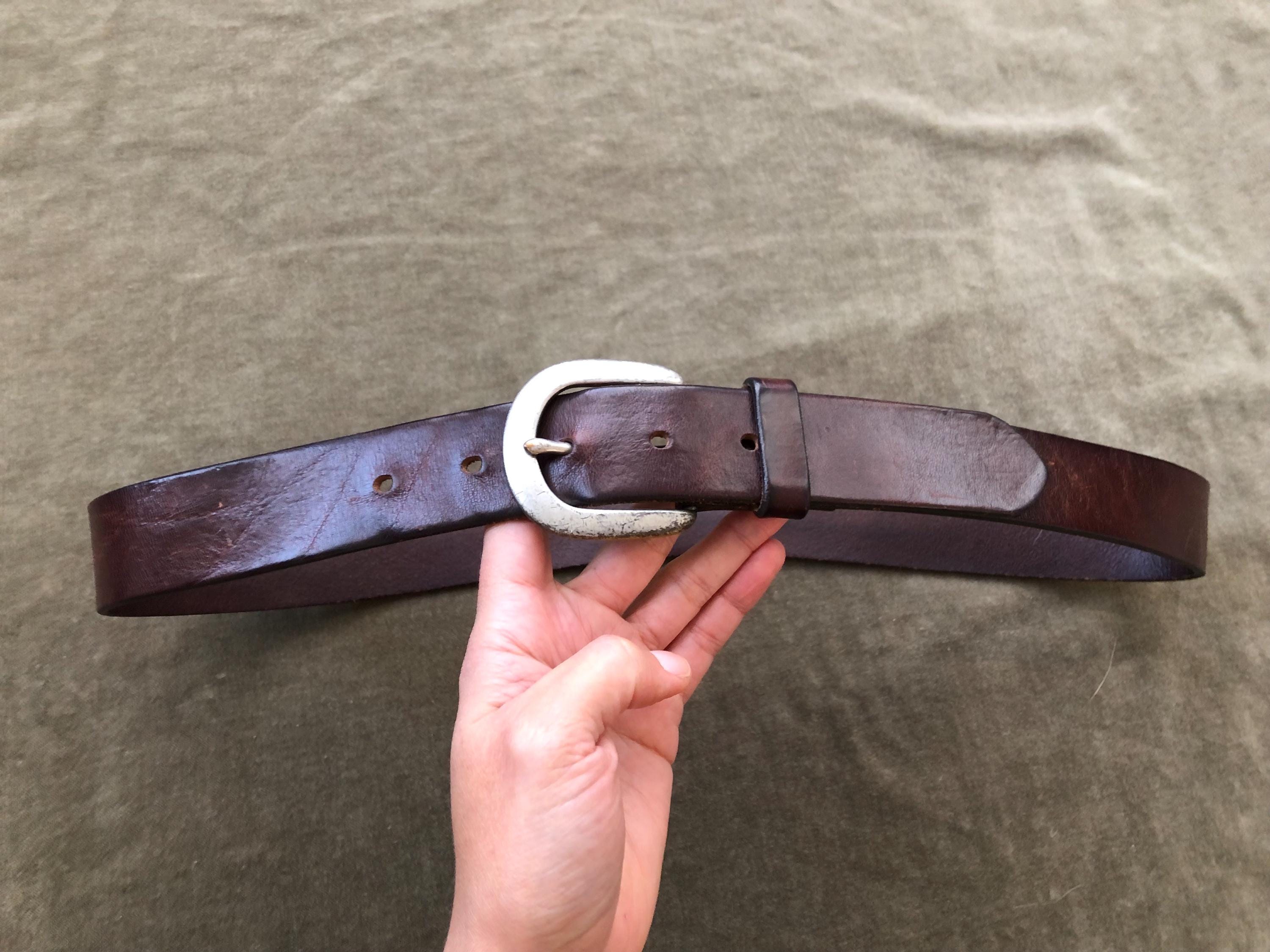 Vintage Italian Leather Belt Italy Brown Tan Chocolate Y2K Size Medium RESERVED Makenna FURLA Heart Bling Belt, VINTAGE, Tan Brown  main image 3