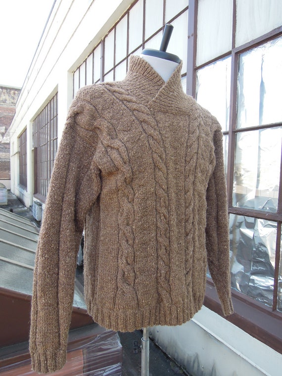 Antique Mens 1930s 40s Tan Camel Chunky Knit Fair… - image 2