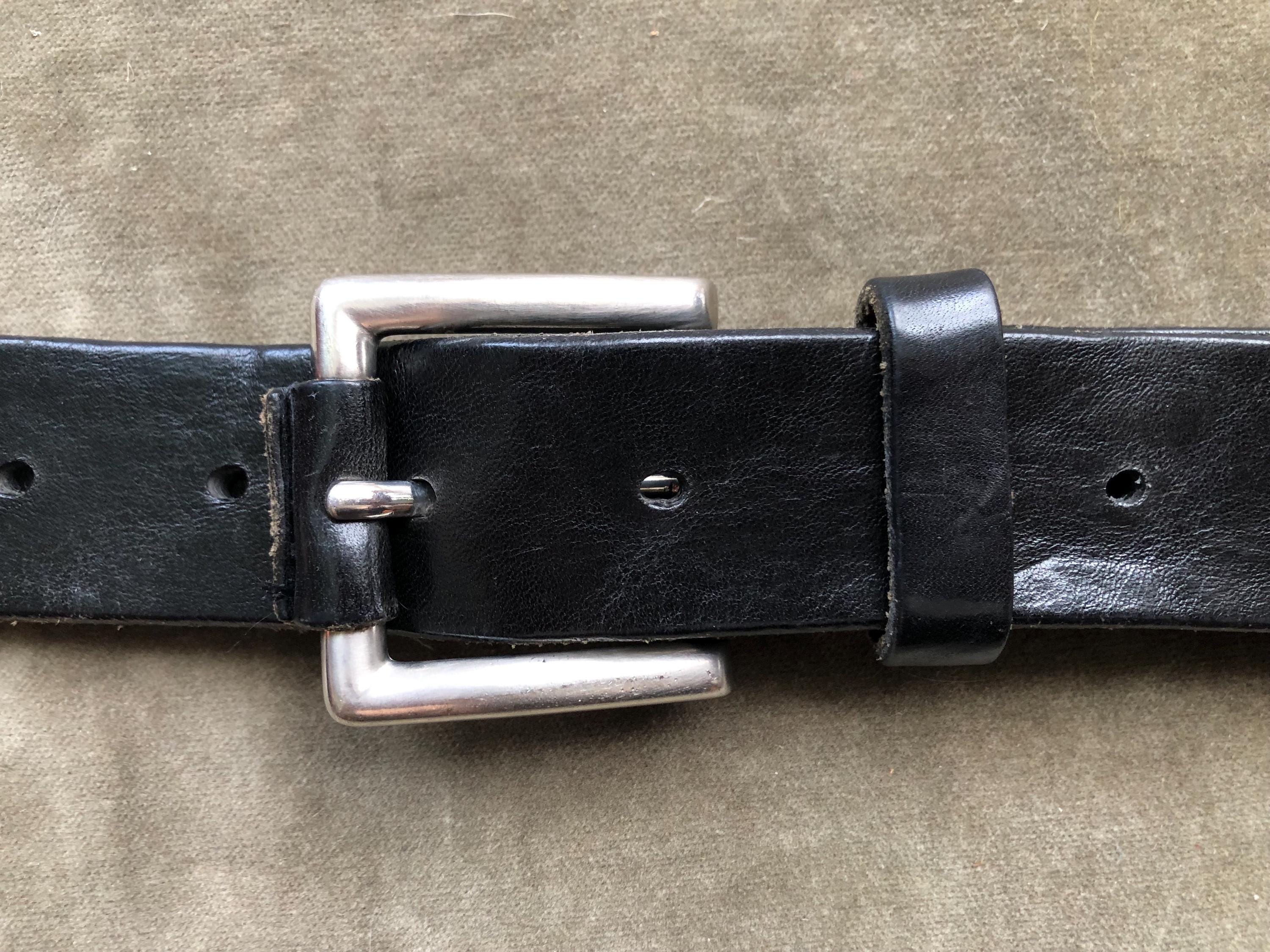 1990 100% XL Grenade Leather Belt 90s Thick Black Leather Work Belt Heavy Duty Wide Cowhide  main image 2