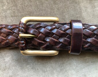 Streets Ahead Brown Leather Belt Braided Woven STREETS AHEAD Braided Belt Woven Genuine Leather Hand  main image 4