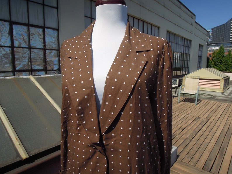 Vtg Boxy Brown White Unlined Polka Dotted Blazer Jacket 1880/'s 80s Funky Coat Size S M Women/'s Vintage La Redoute Milk Chocolate Dot