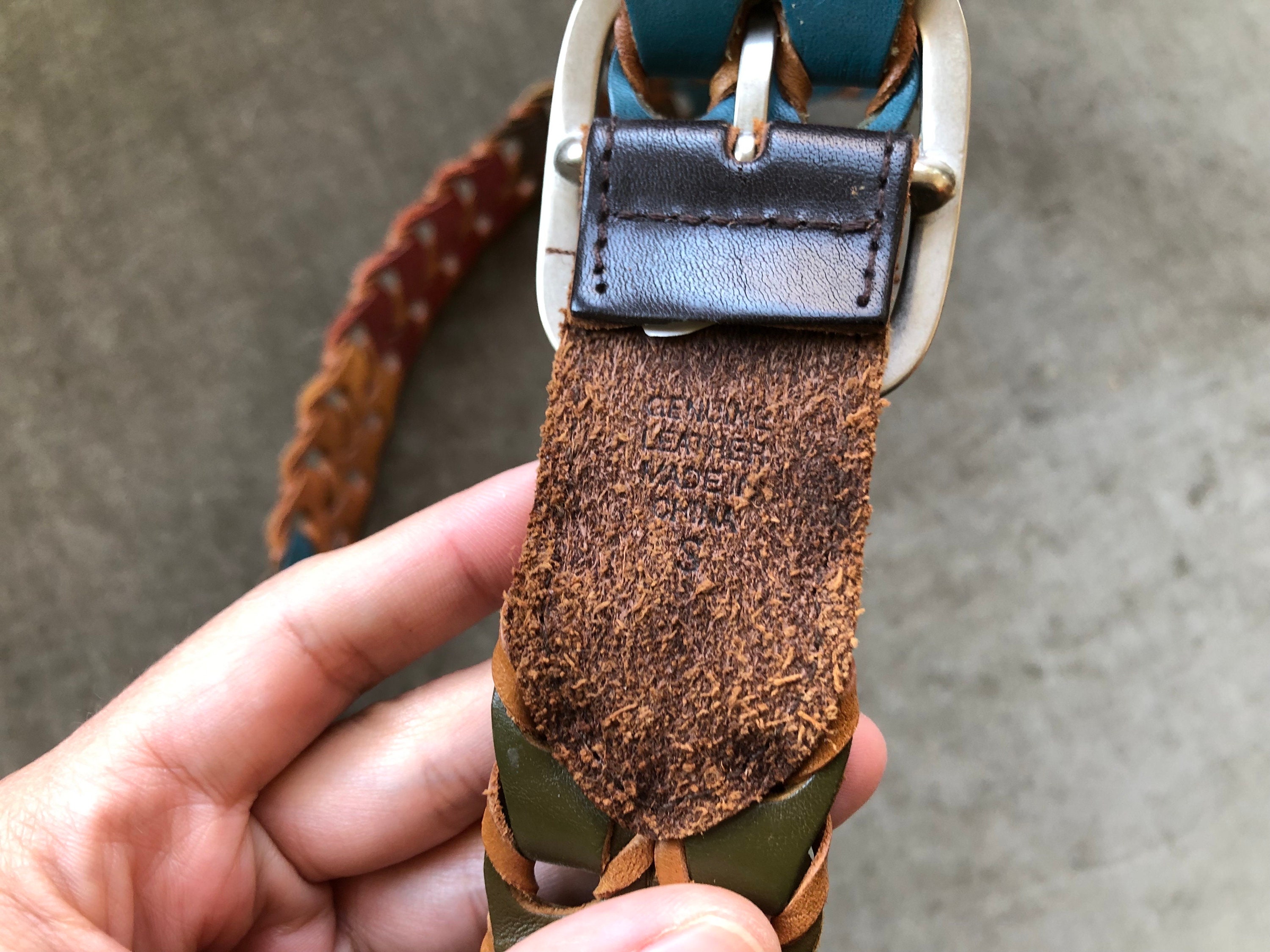90s Y2k Boho Leather Multicolor Chain Link Woven Belt Size S  display picture 2