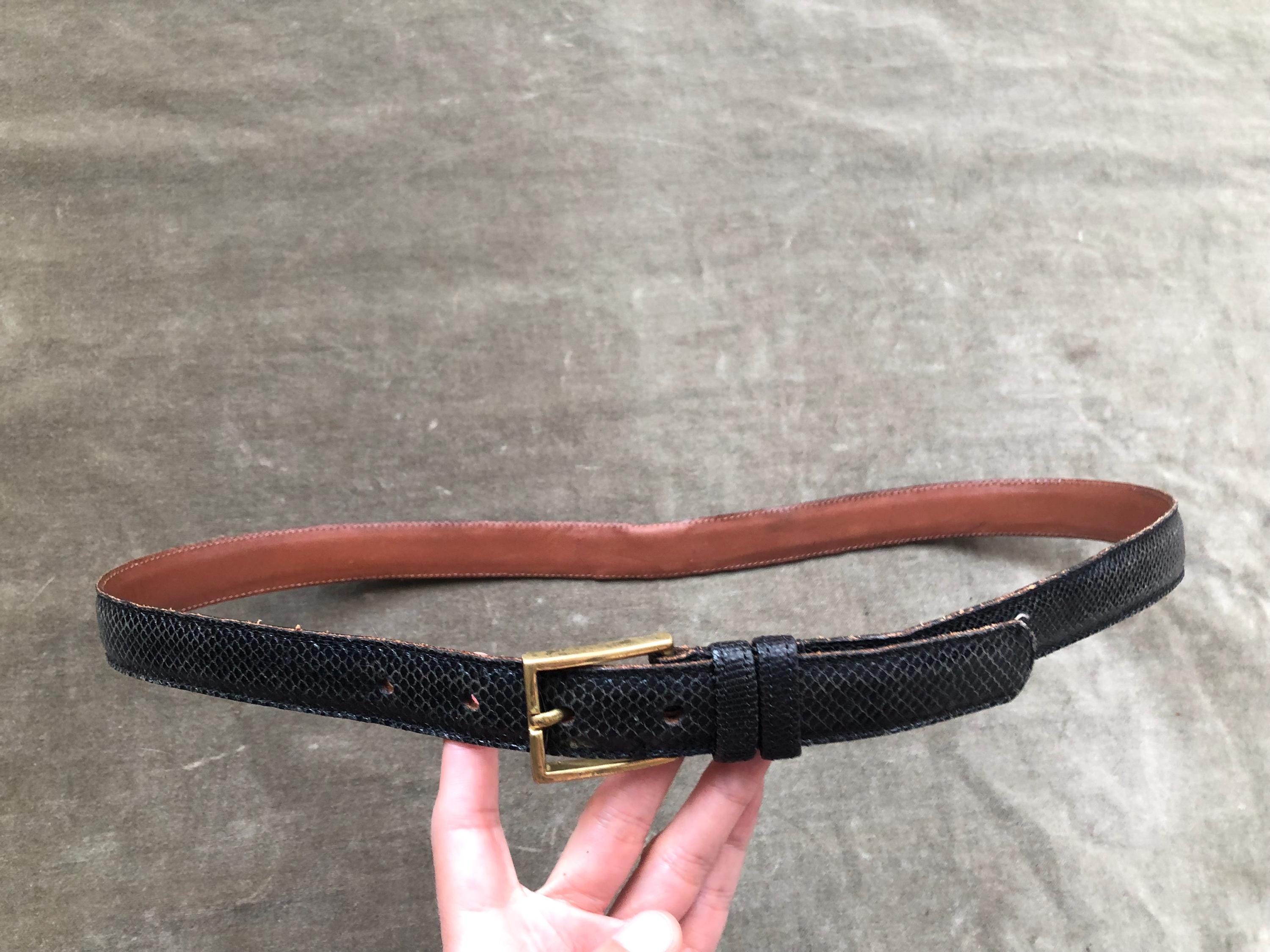 Dooney & Bourke Black Snake Skin Leather Belt Retro Square  display picture 3