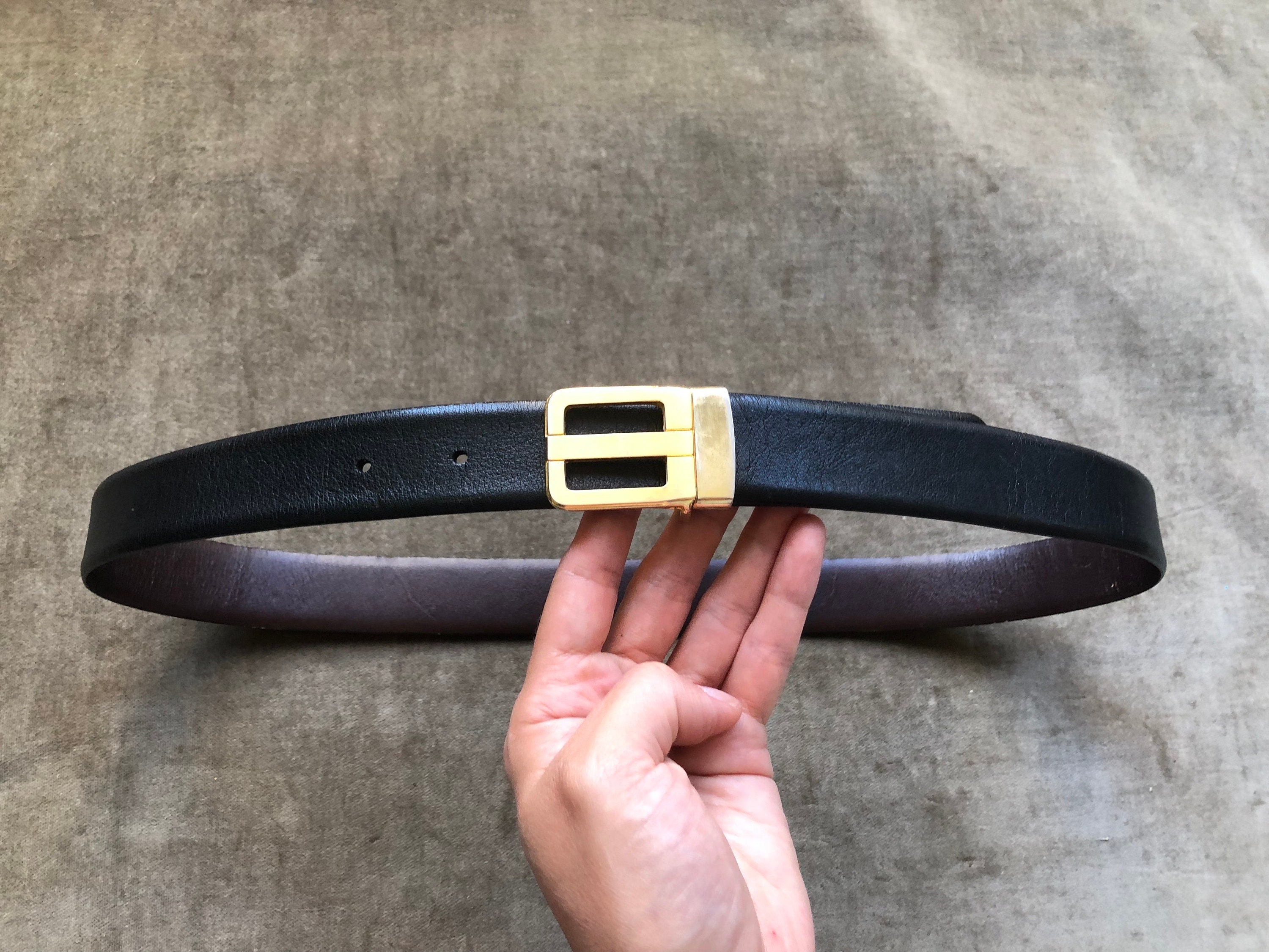Vintage 60s-70s Vera Neumann wide leather belt brass
