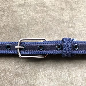 1970s Super Skinny Dark Navy Blue Suede Leather Cord Grommet  display picture 1