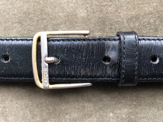 Vintage 70s 80s Pierre Cardin Slim Black Leather Gold Silver  display picture 1