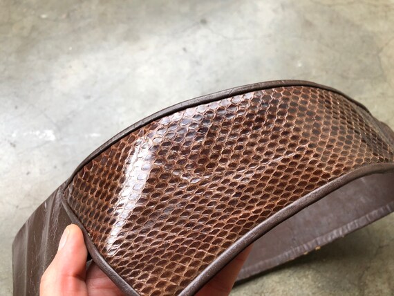 Brown Gloss Snake Skin Reptile Snakeskin Textured… - image 3