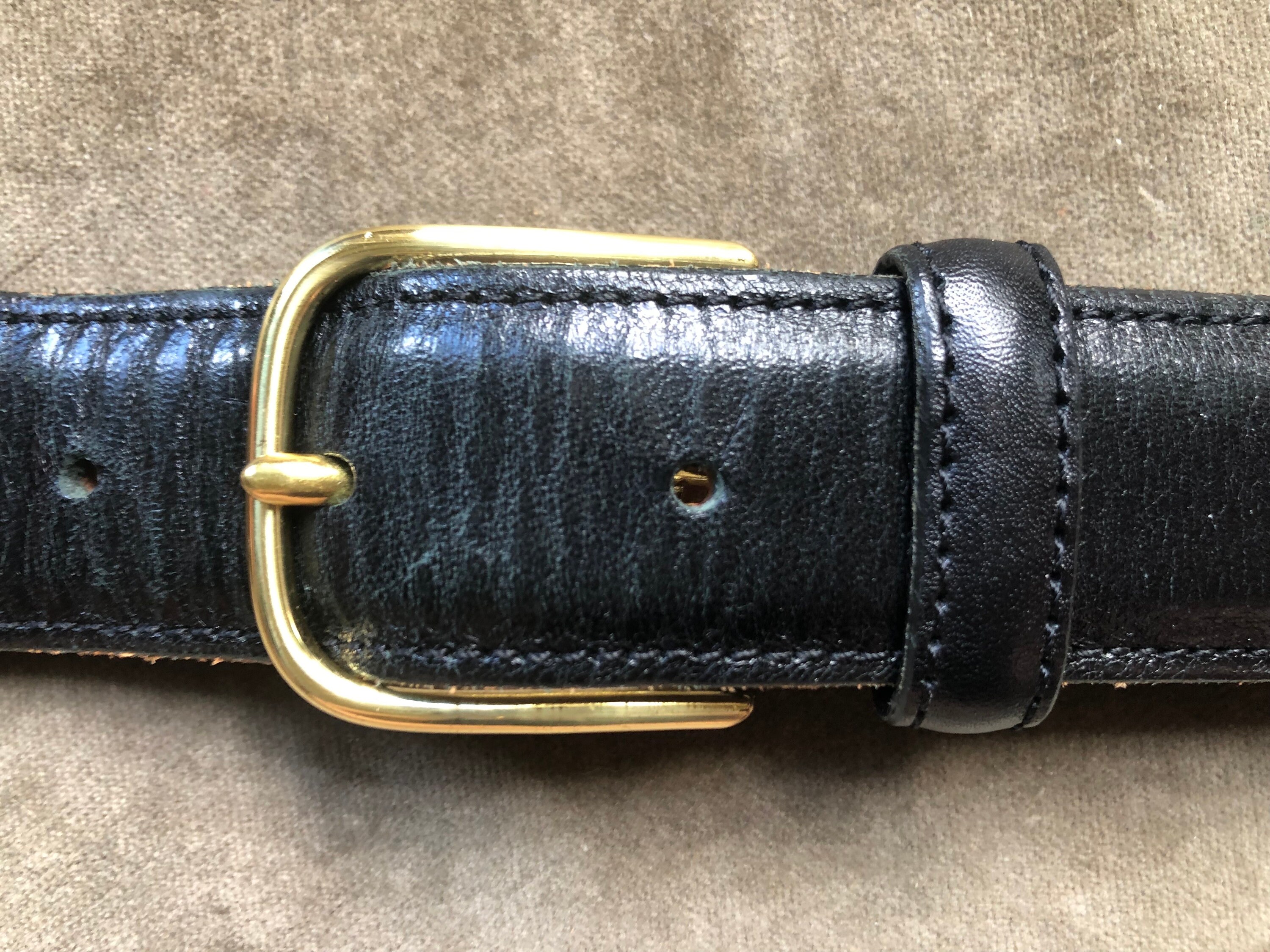 Vintage Dooney & Bourke Belt SM 26 Pebbled Leather Black Navy Brown Brass vintage Dooney and Bourke Leather Belt | Mercari main image 4