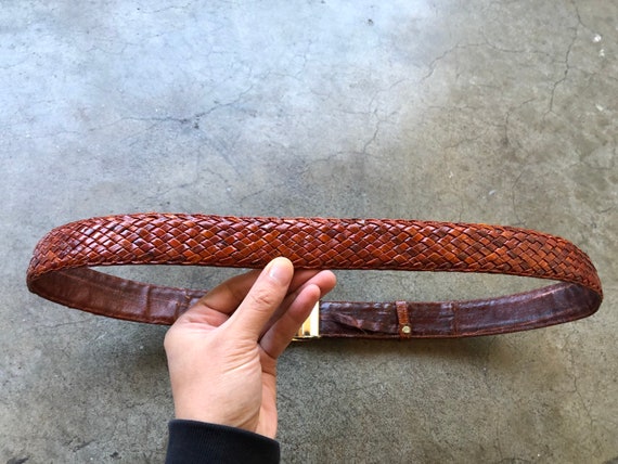 70s 80s Eelskin Woven Rust Brown Eel Skin Leather… - image 9