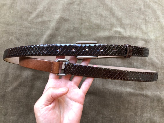 Auth Brunello Cucinelli Genuine Snake Skin Skinny… - image 1