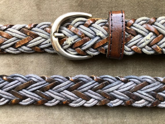 Vintage blue braided leather belt 42\