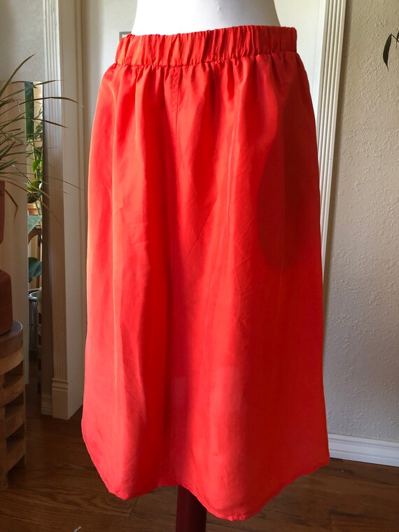 80s Silk Vibrant Coral Red Bright Lightweight Bre… - image 4