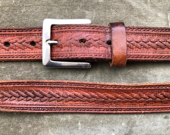 Levis Distressed Brown Thick Leather Tooled Embossed Indian  display picture 1