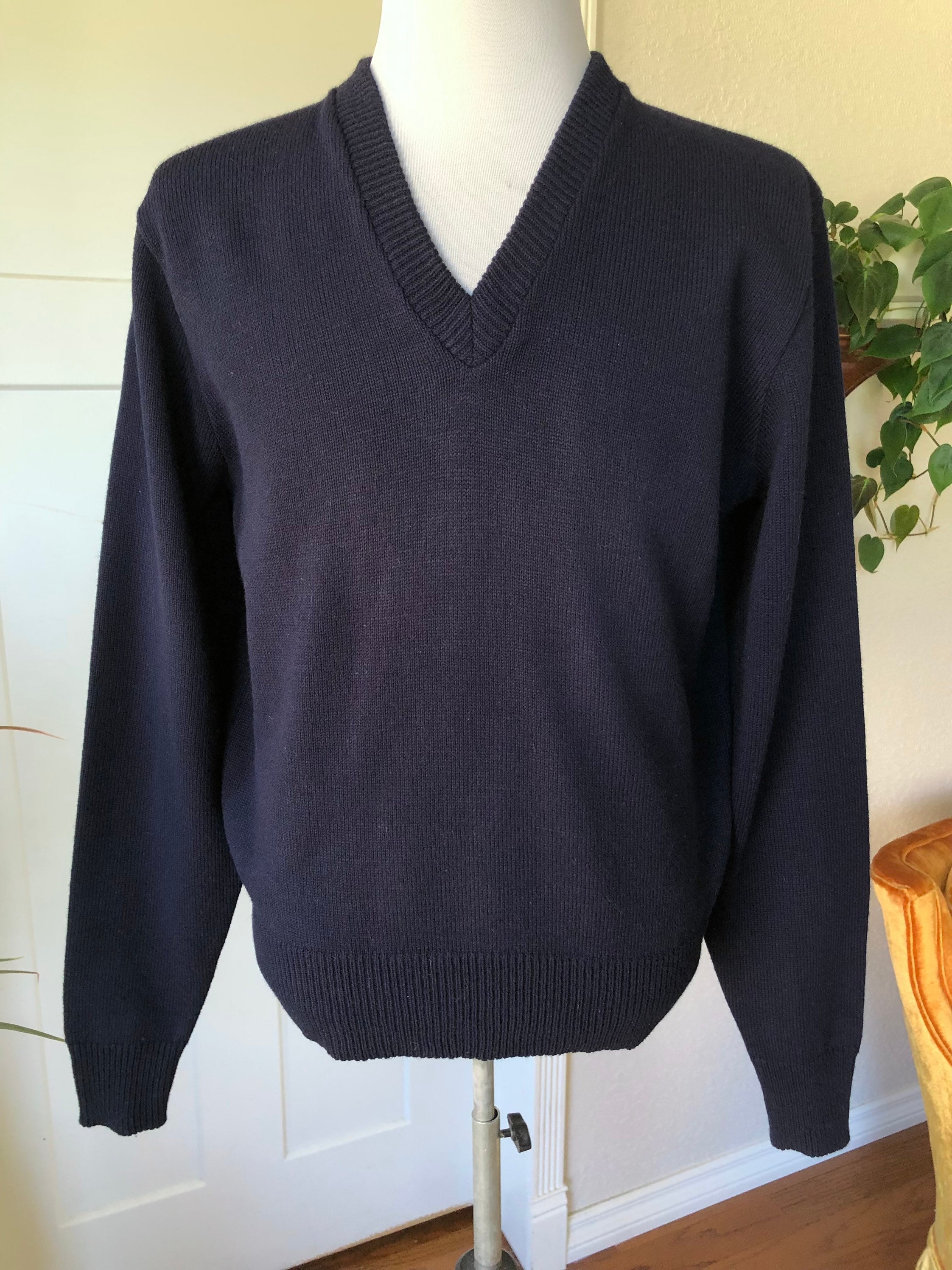 1970s 80s San Francisco Knitting Mills Dark Navy Blue Wool