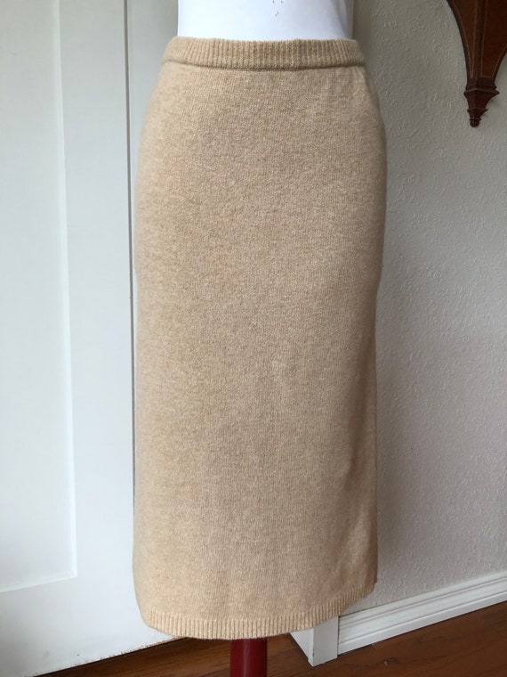 80s Wool Knit Midi Mid Length Sweater Skirt Back … - image 3