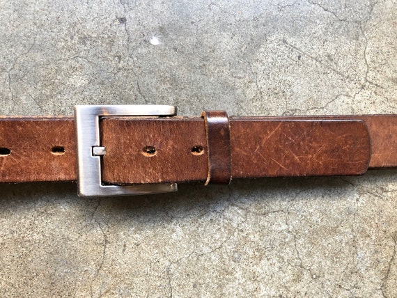 90s Thick Brown Italian Leather Heavy Duty Grunge Belt 1990s - Etsy