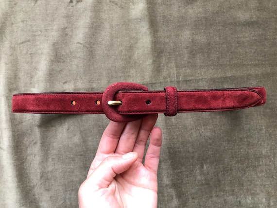 Skinny Suede Leather Soft Slim Burgundy Dark Red … - image 10