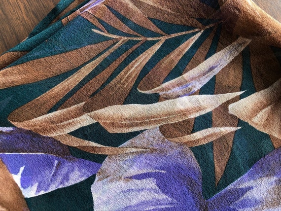 Large Sheer Silk Chiffon Floral Tropical Leaf Haw… - image 4