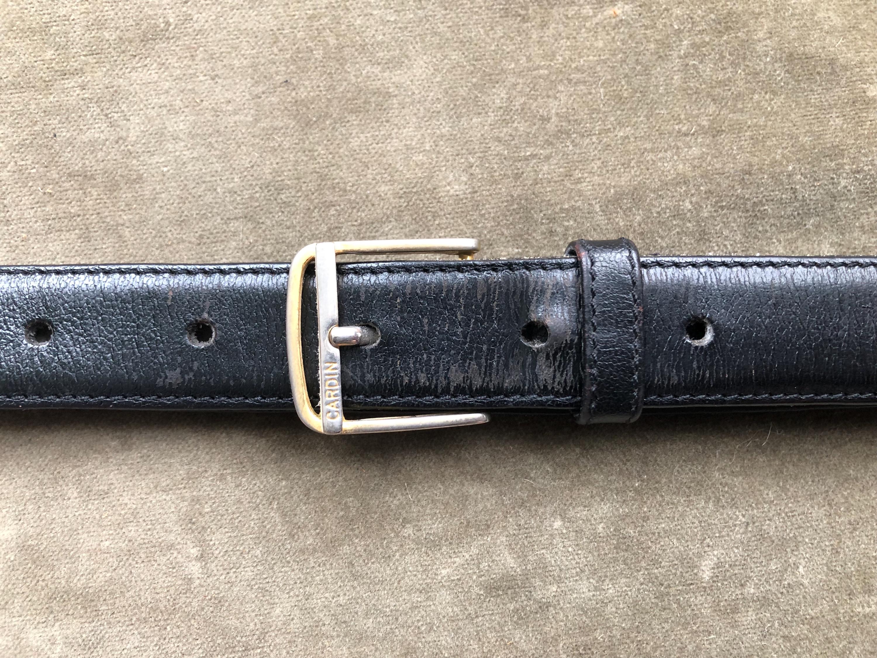 Vintage 70s 80s Pierre Cardin Slim Black Leather Gold Silver  display picture 3