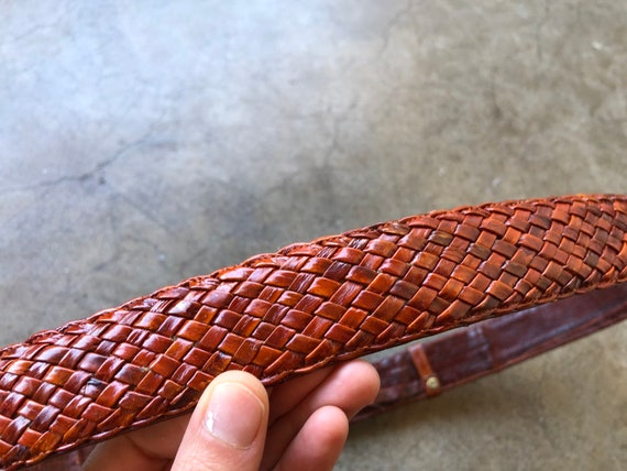 70s 80s Eelskin Woven Rust Brown Eel Skin Leather… - image 6
