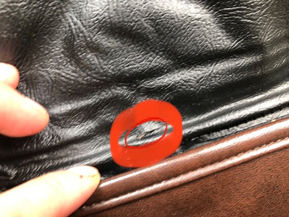 1960s 70s Built In Compact Mirror Retro Mod Faux … - image 9