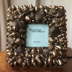 Metal Chunky Gold Seashell Encrusted Beach Deco Picture Photo Frame ...