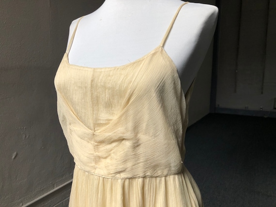 90s Ivory Cream Silk Crinkle Sheer Chiffon Antiqu… - image 6