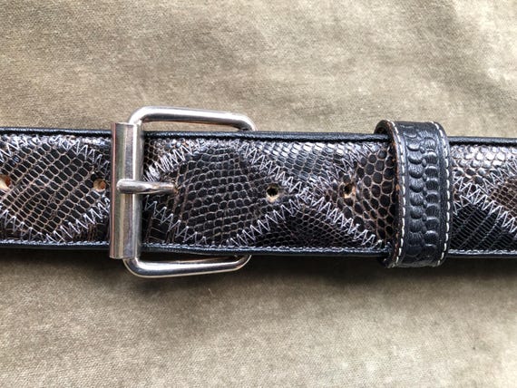 Western Lizard Croc Embossed Patchwork Black Gray… - image 2