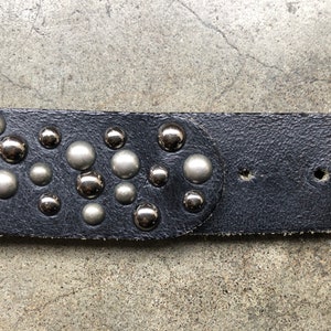 90s Black Italian Leather Hidden Buckle Belt 1990s size M L Grunge Steampunk Dome Ball Studded Studs 32 34 waist Promod Made in Italy Unisex