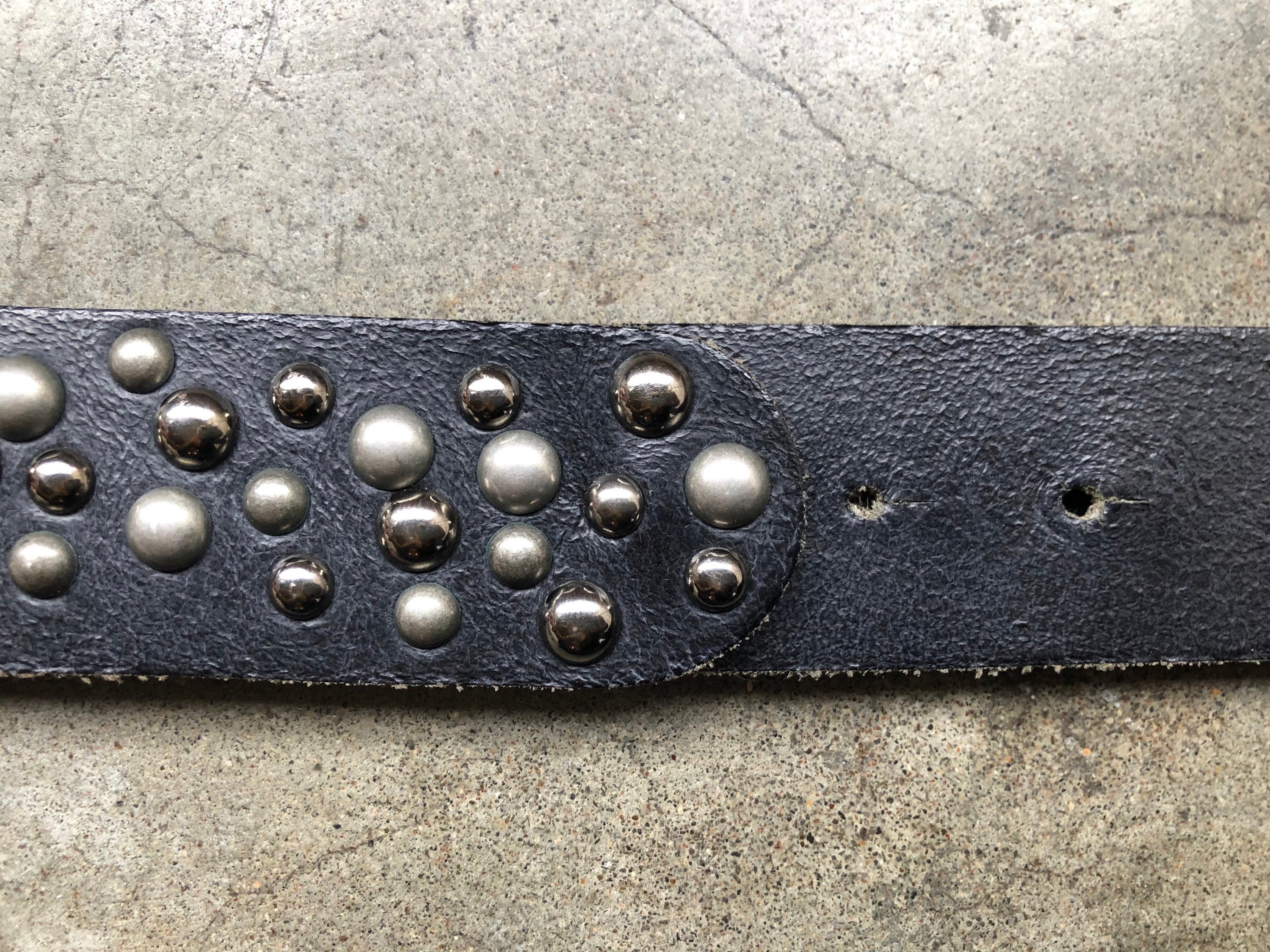 Vtg Y2K Diesel Black Leather Studded Belt Made in Italy