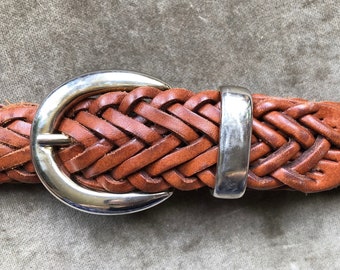 Vintage Early 2000s Brown Braided Leather Belt Abercrombie & Fitch Brown Leather Braided Belt RN75654  main image 3