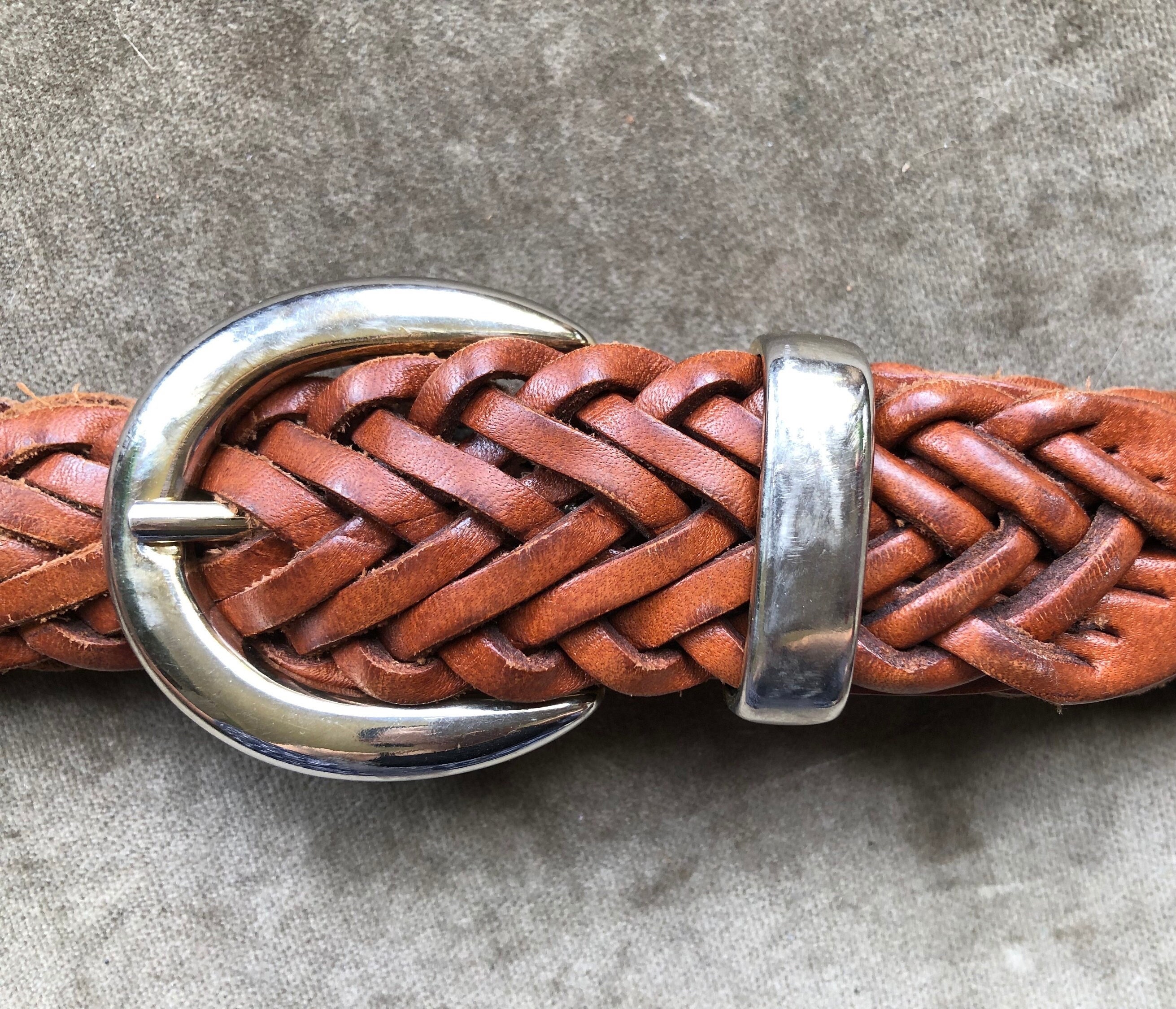 Vintage 100% Leather Braided Belt, 38 inches Long braided leather belt – 1919 Vintage main image 2
