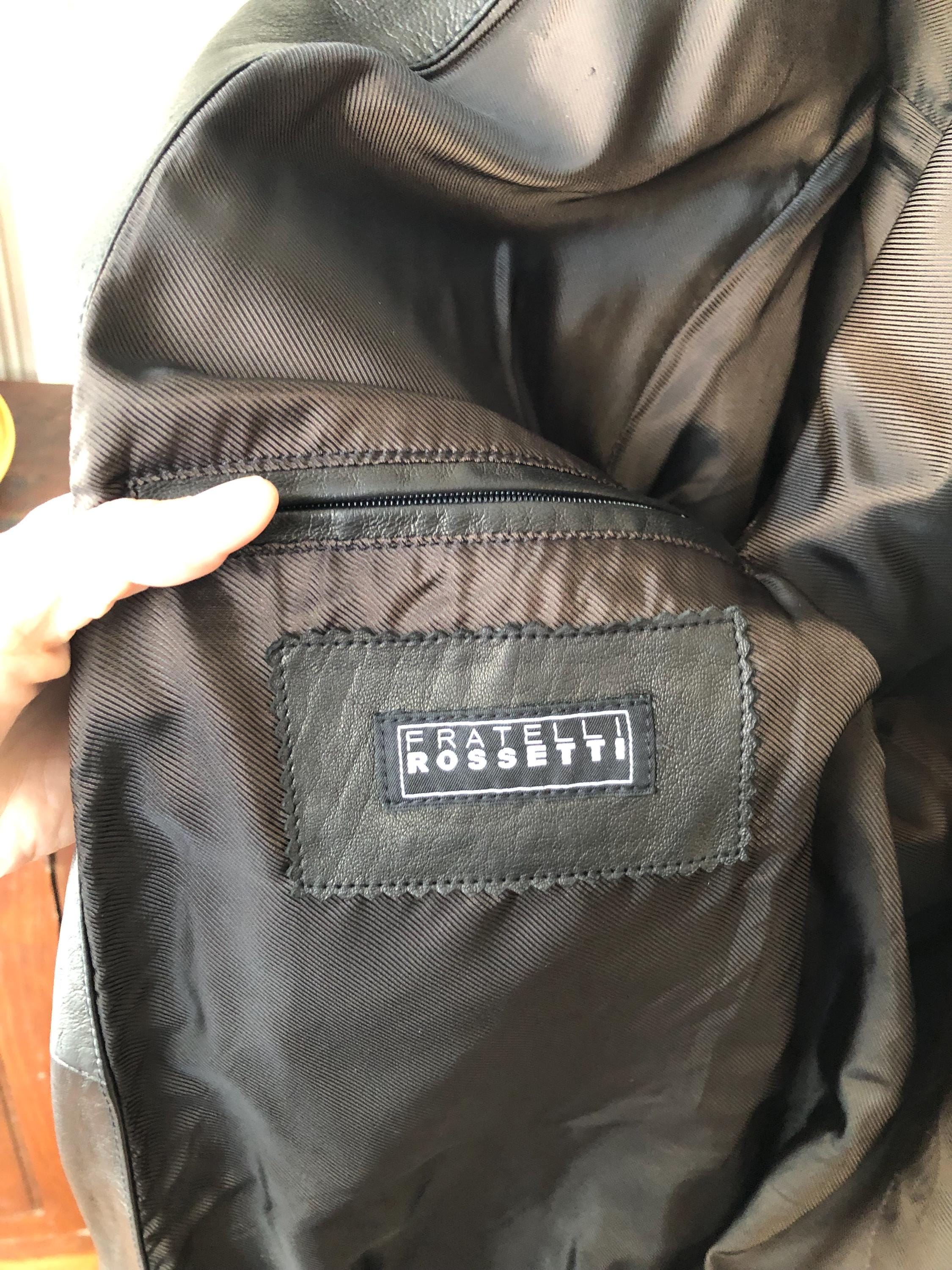 Mens Fratelli Rossetti Soft Black Leather Zip Field Jacket Trench