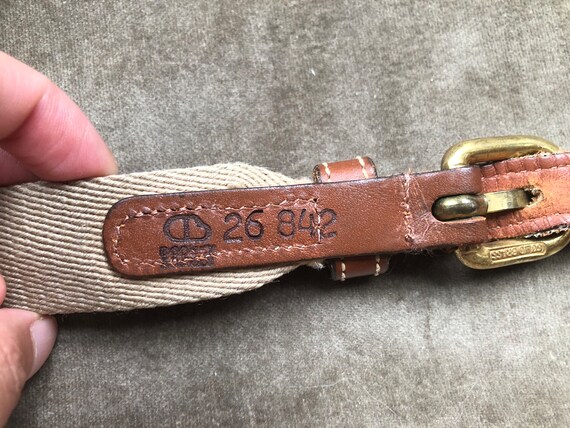 70s Dooney & Bourke Leather Khaki Wool Woven Surcingle Belt  display picture 2