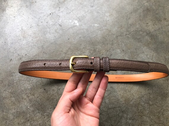 Buy Rare COACH Pigskin Textured Skinny Leather Belt Solid  display picture 1