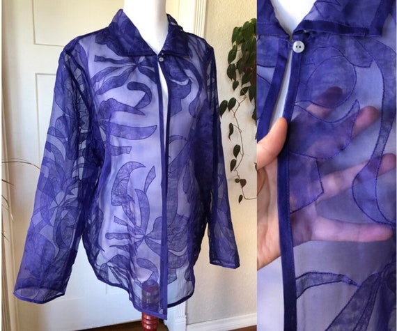 Ultra Sheer Silk Organza Voile Art Jacket Long Sl… - image 1