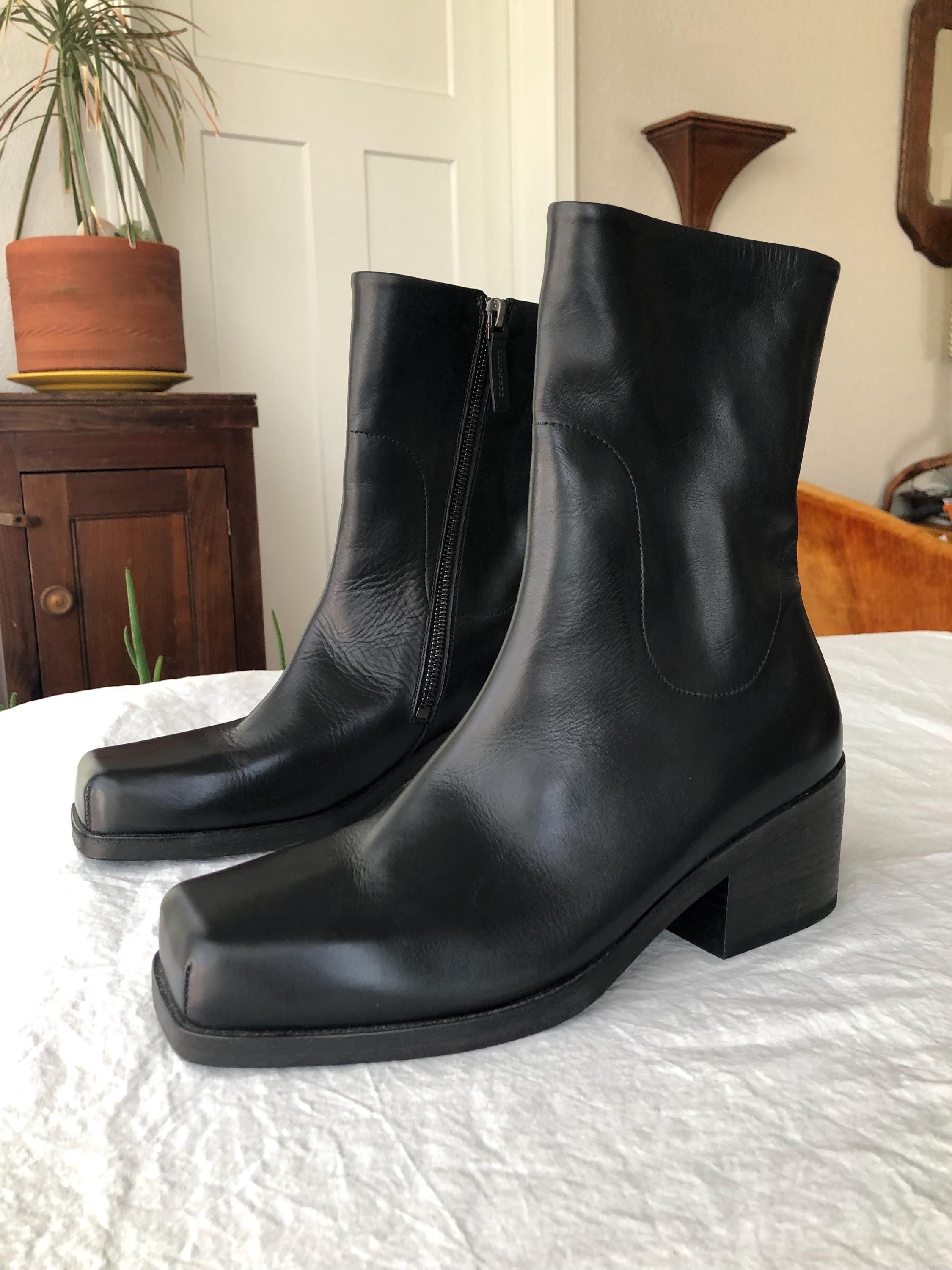Marsèll Cassello 37 Black Leather Boots Tall Slim Ankle Bullnose