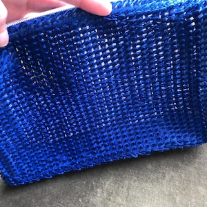 y2k Sheer Mesh Ruffle Frilly Lancôme Blue Cosmetic Travel Zip Bag Pouch Retro Transparente Zipper Clutch Beach Bag Vintage Make Up Valise