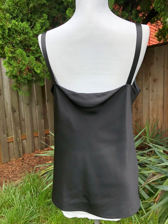 Black Silk Satin Sleeveless Tank Camisole Cami To… - image 7