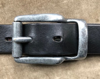 Heavy Duty Black Thick Leather Work Utility Belt Size M L XL Waist 33 34 35 Waist 90s 1990sVintage Chunky Silver Buckle Industrial Unisex