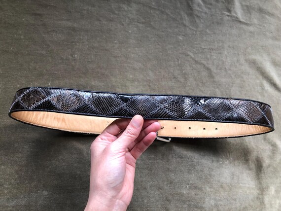 Western Lizard Croc Embossed Patchwork Black Gray… - image 8