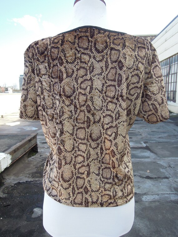 【 大感謝セール】 Vintage Snakeskin Snake Python Print Velvet Velour Shimmer トップス