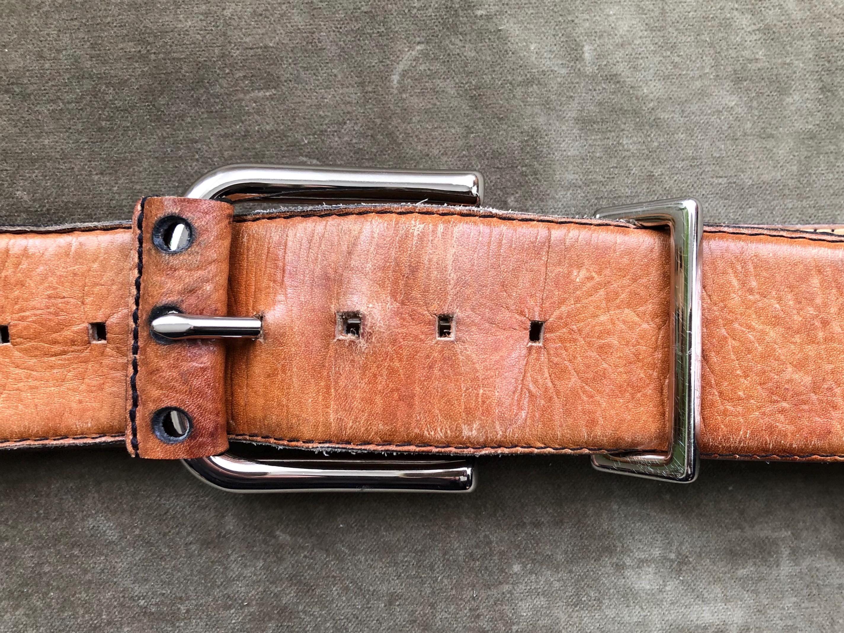 1970s Wide Tan Leather Retro Belt M L 34 35 36 Waist Vintage  display picture 3