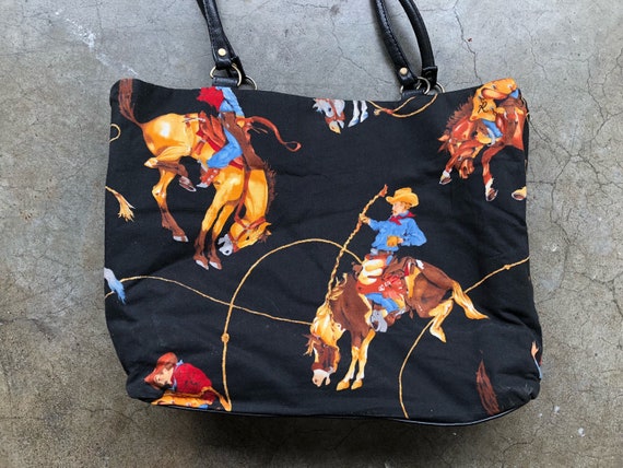 Vintage 90s Cowboy Western Novelty Print Bucking H