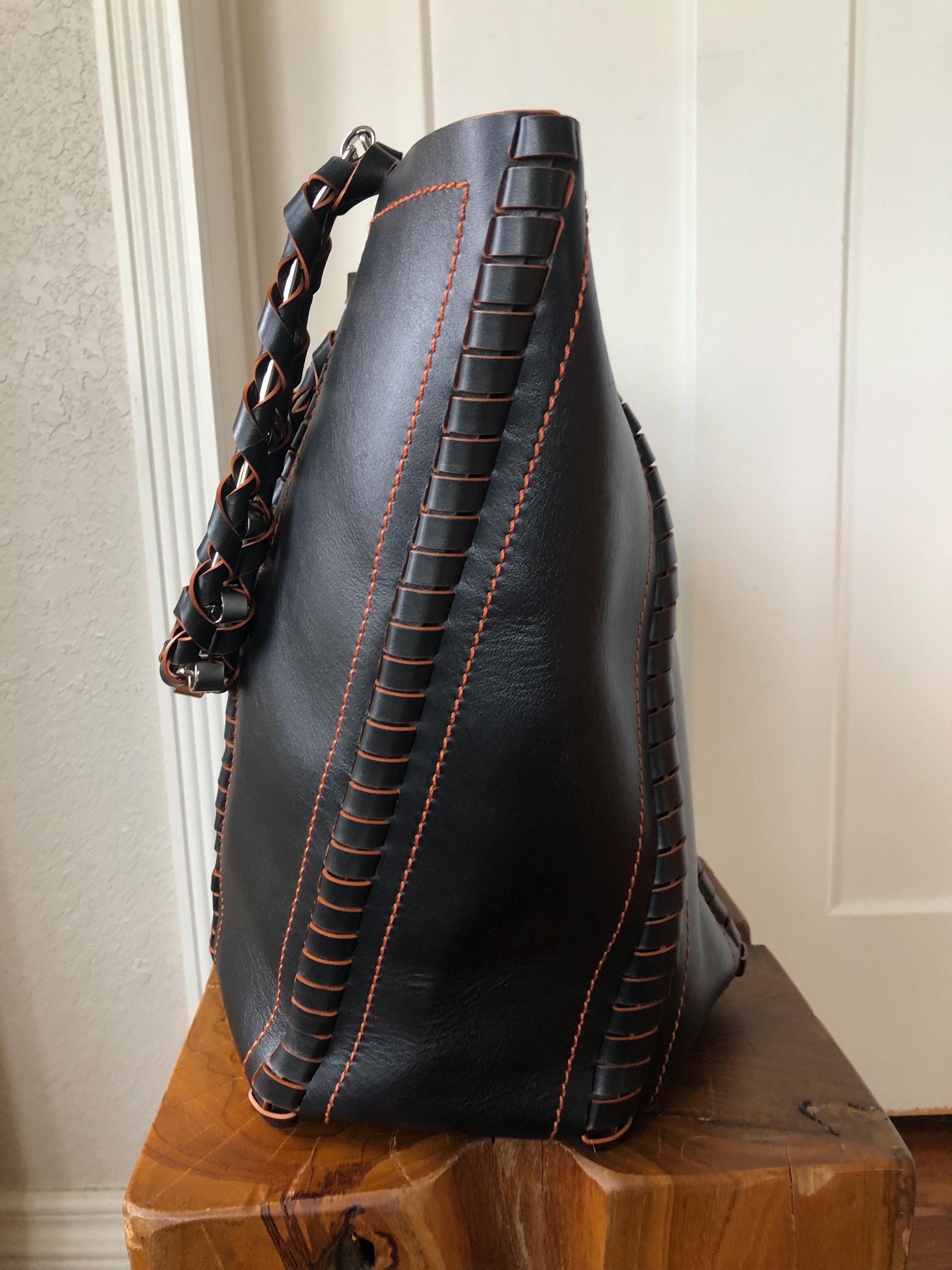 PROENZA SCHOULER Black Leather Hex Bucket Shoulder Bag