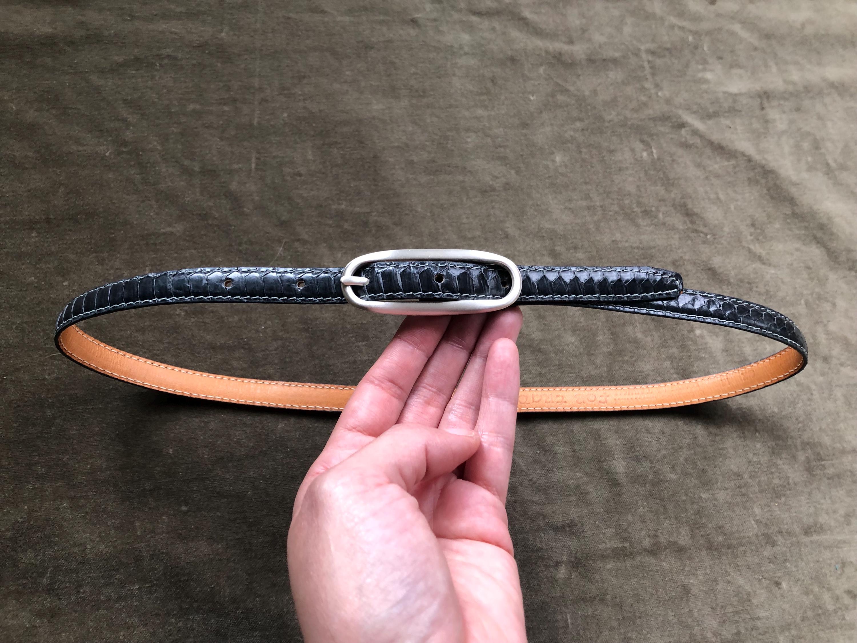 Garfinckel’s Blue Snakeskin skinny Belt with Silver Buckle Vintage Size M il_fullxfull.5738736108_1zvy.jpg main image 4