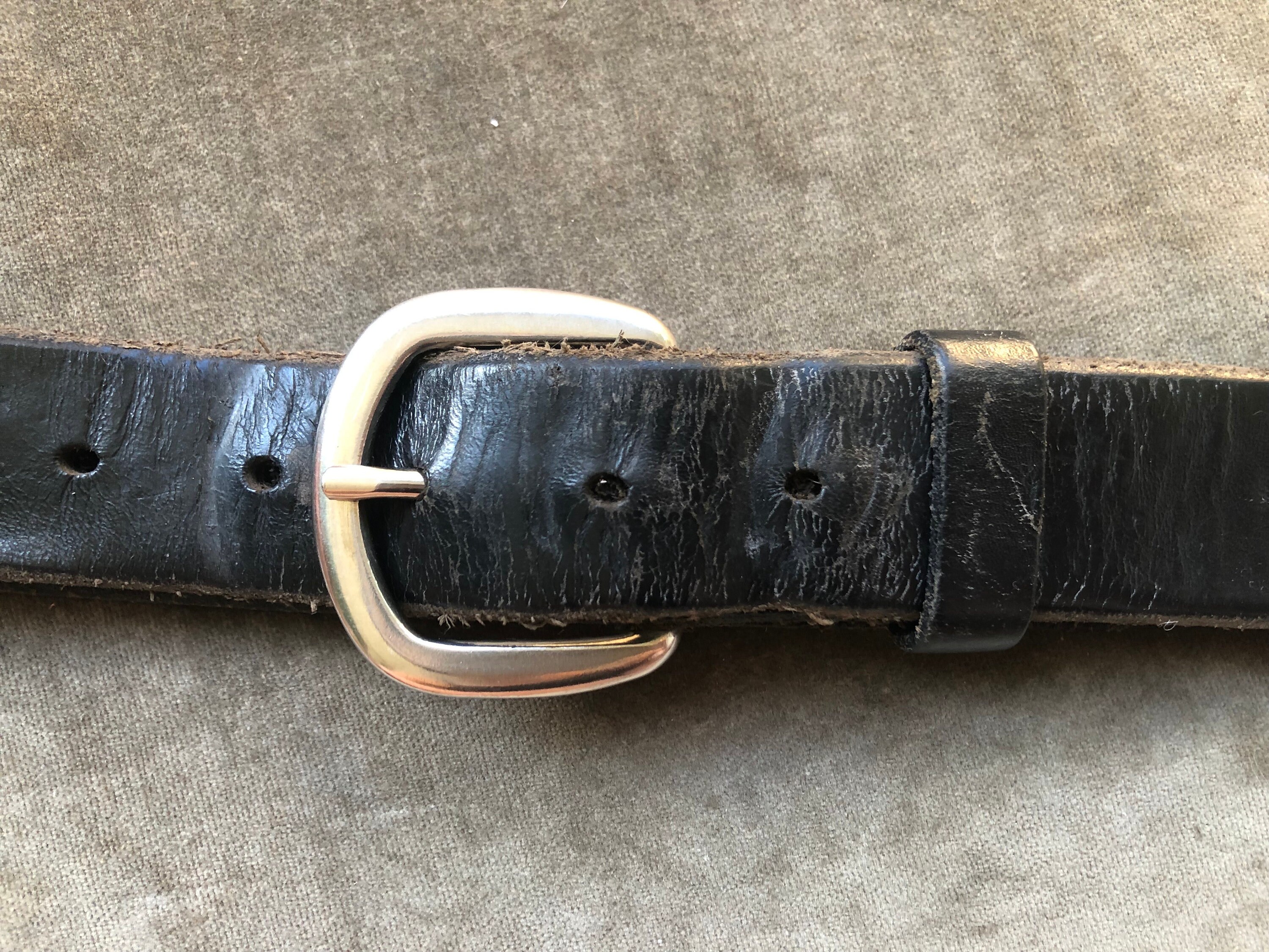 おトク情報がいっぱい！ Heavy Thick 90s 1980s Duty Grunge XL L M Belt Leather Black 小物