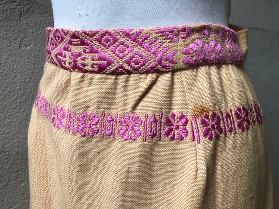 70s Handmade Cotton Woven Flared Boho Maxi Skirt … - image 6