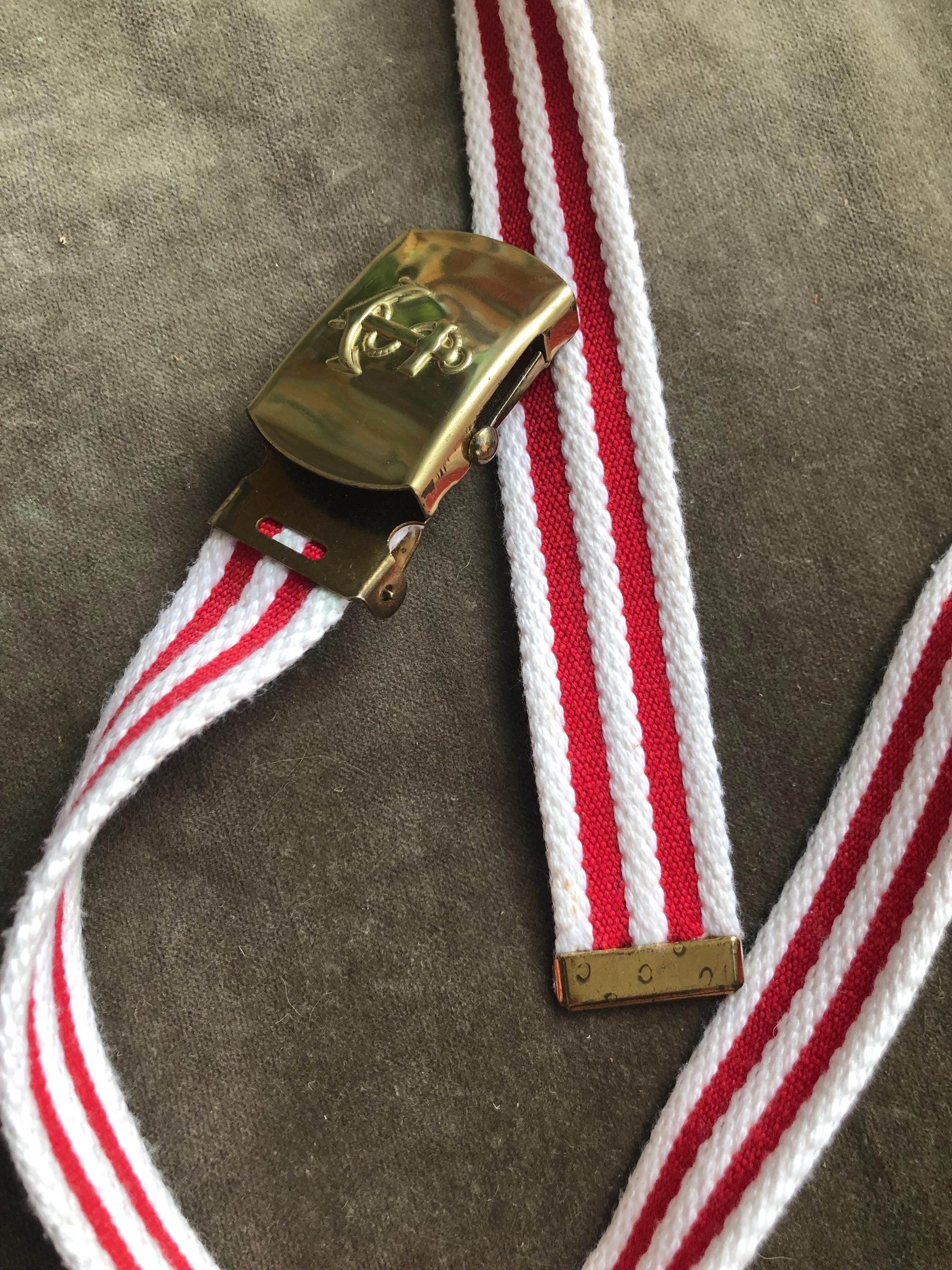 Nautical Anchor Brass Buckle Retro 70s 80s Red White Striped  display picture 3